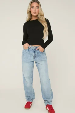 Rebellious Fashion Blue Denim Extra Long Straight Leg Jeans - Blaise
