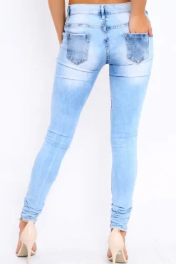 Rebellious Fashion Blue Denim Extreme Distressed Skinny Jeans - Annabelle