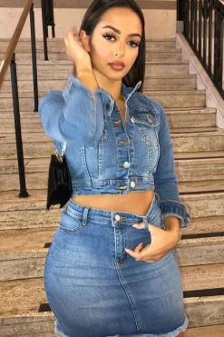 Rebellious Fashion Blue Denim Jacket and Skirt Co-ord - Kaiden