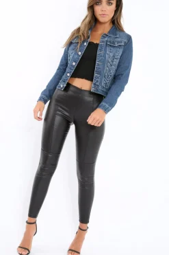 Rebellious Fashion Blue Denim Lace Up Jacket - Allie