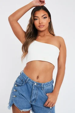 Rebellious Fashion Blue Denim Raw Hem Flowy Shorts - Heidi