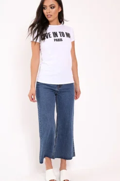 Rebellious Fashion Blue Denim Wash Wide Leg Jeans - Deliliah