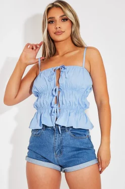 Rebellious Fashion Blue Distressed Back Denim Shorts - Neena