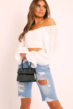 Rebellious Fashion Blue Distressed Boyfriend Denim Shorts - Calli