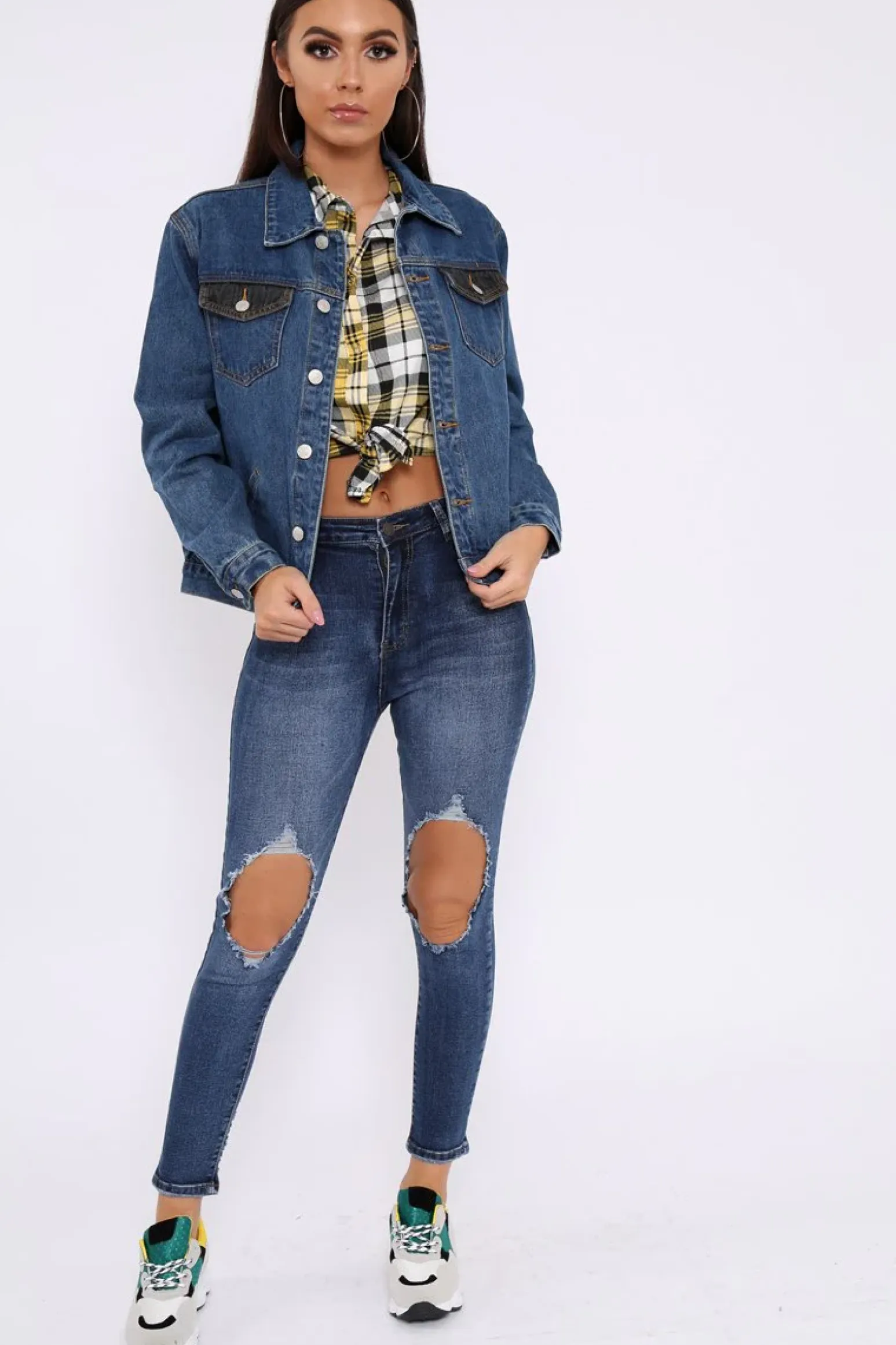 Rebellious Fashion Blue Distressed Extreme Rip Jeans - Geanna