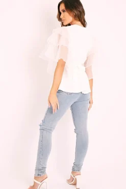 Rebellious Fashion Blue Distressed Skinny Jeans - Izara