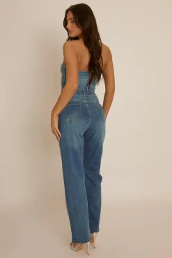Rebellious Fashion Blue Embellished Denim Jeans - Gabriela
