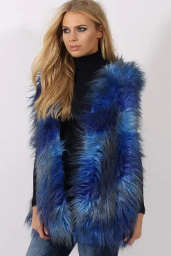 Rebellious Fashion Blue Faux Fur Gilet - Demi