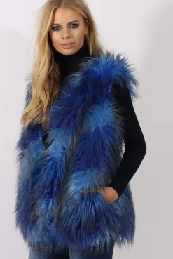 Rebellious Fashion Blue Faux Fur Gilet - Demi