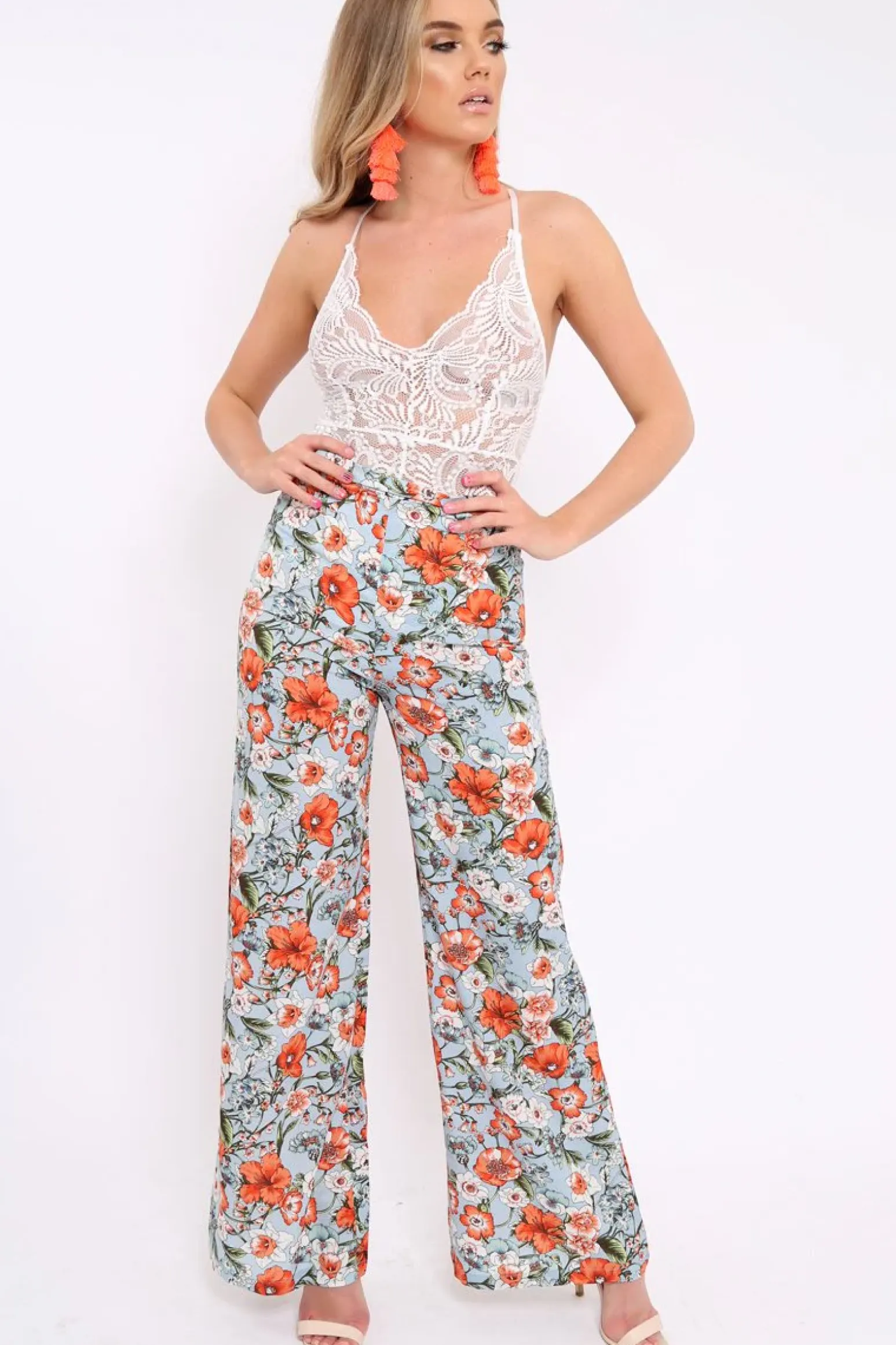 Rebellious Fashion Blue Floral Trousers - Aaira
