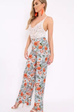 Rebellious Fashion Blue Floral Trousers - Aaira