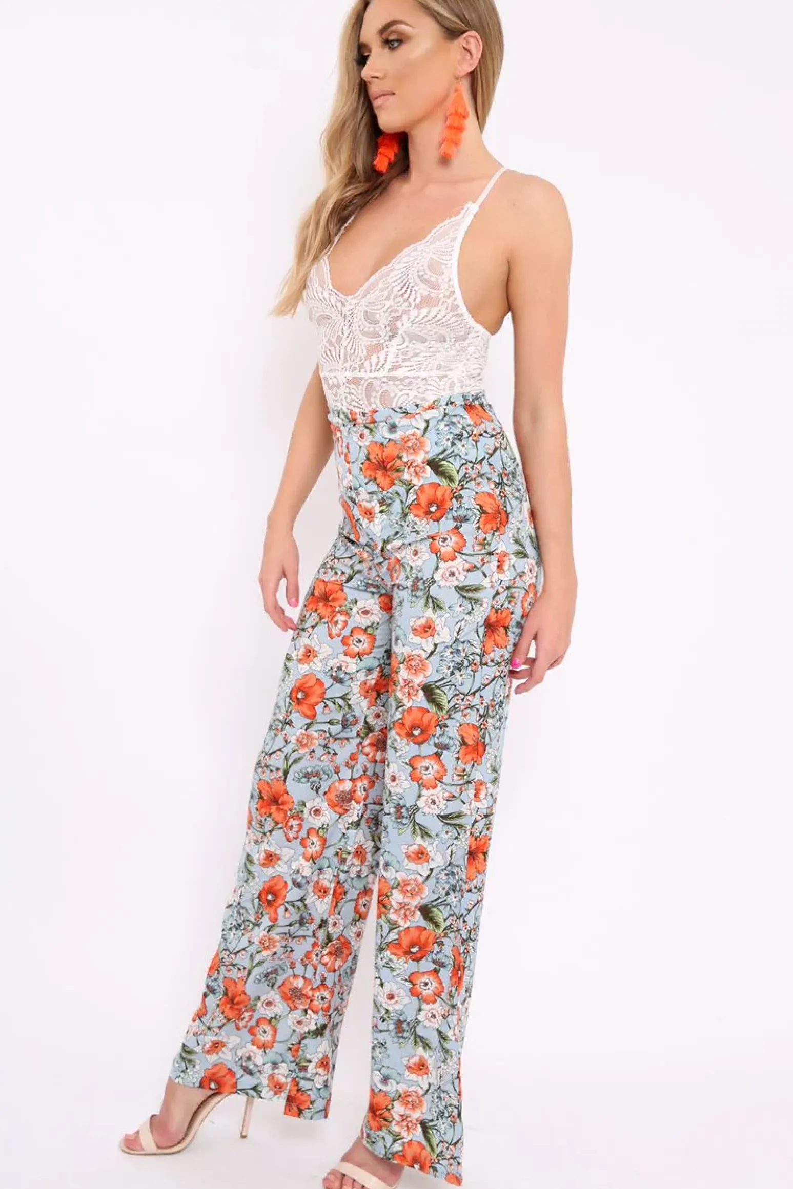Rebellious Fashion Blue Floral Trousers - Aaira