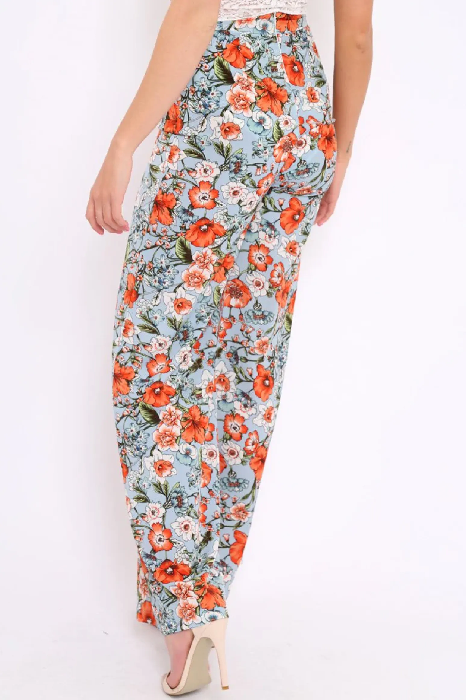 Rebellious Fashion Blue Floral Trousers - Aaira