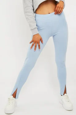 Rebellious Fashion Blue Front Split Leggings - Polly