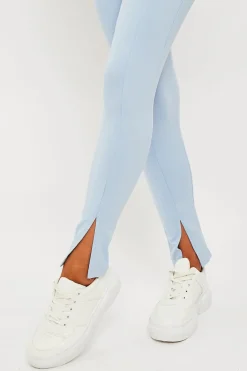 Rebellious Fashion Blue Front Split Leggings - Polly
