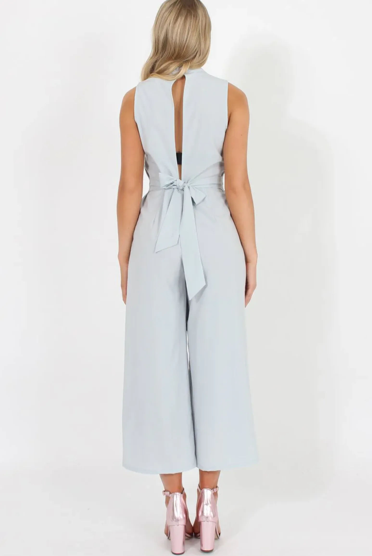 Rebellious Fashion Blue High Neck Jumpsuit - Carla