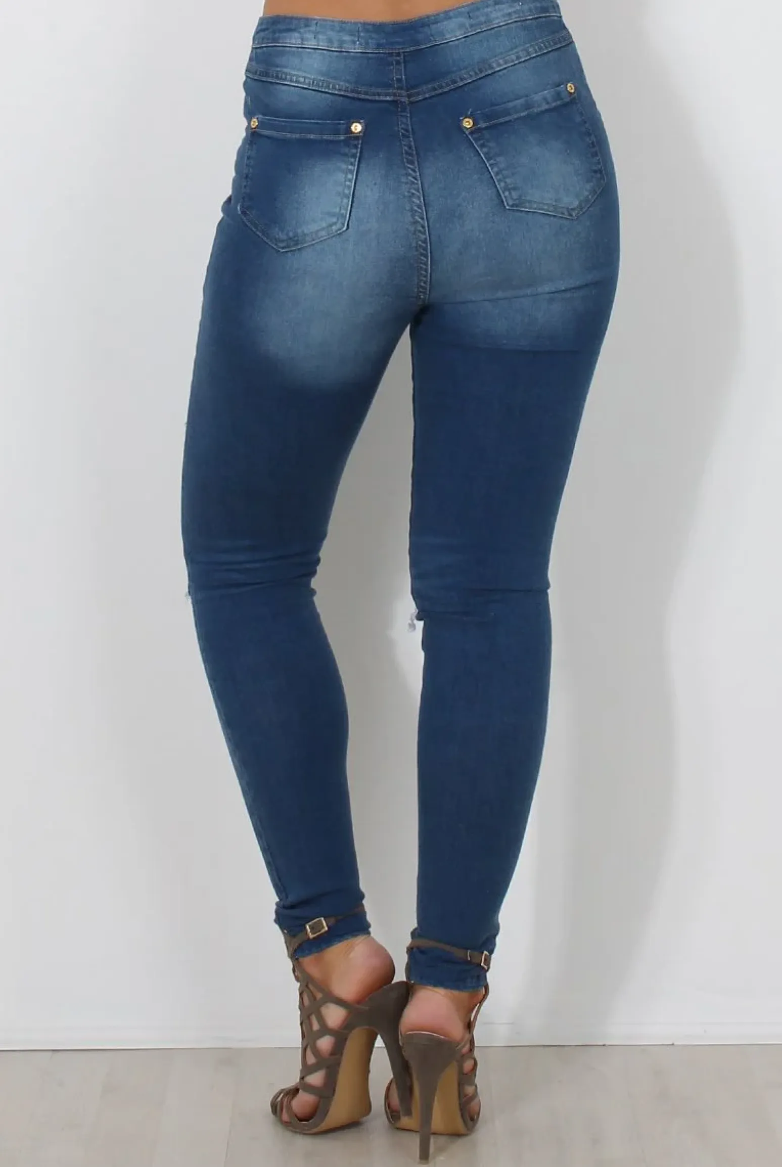 Rebellious Fashion Blue High Waisted Super Skinny Jeans -Olivia