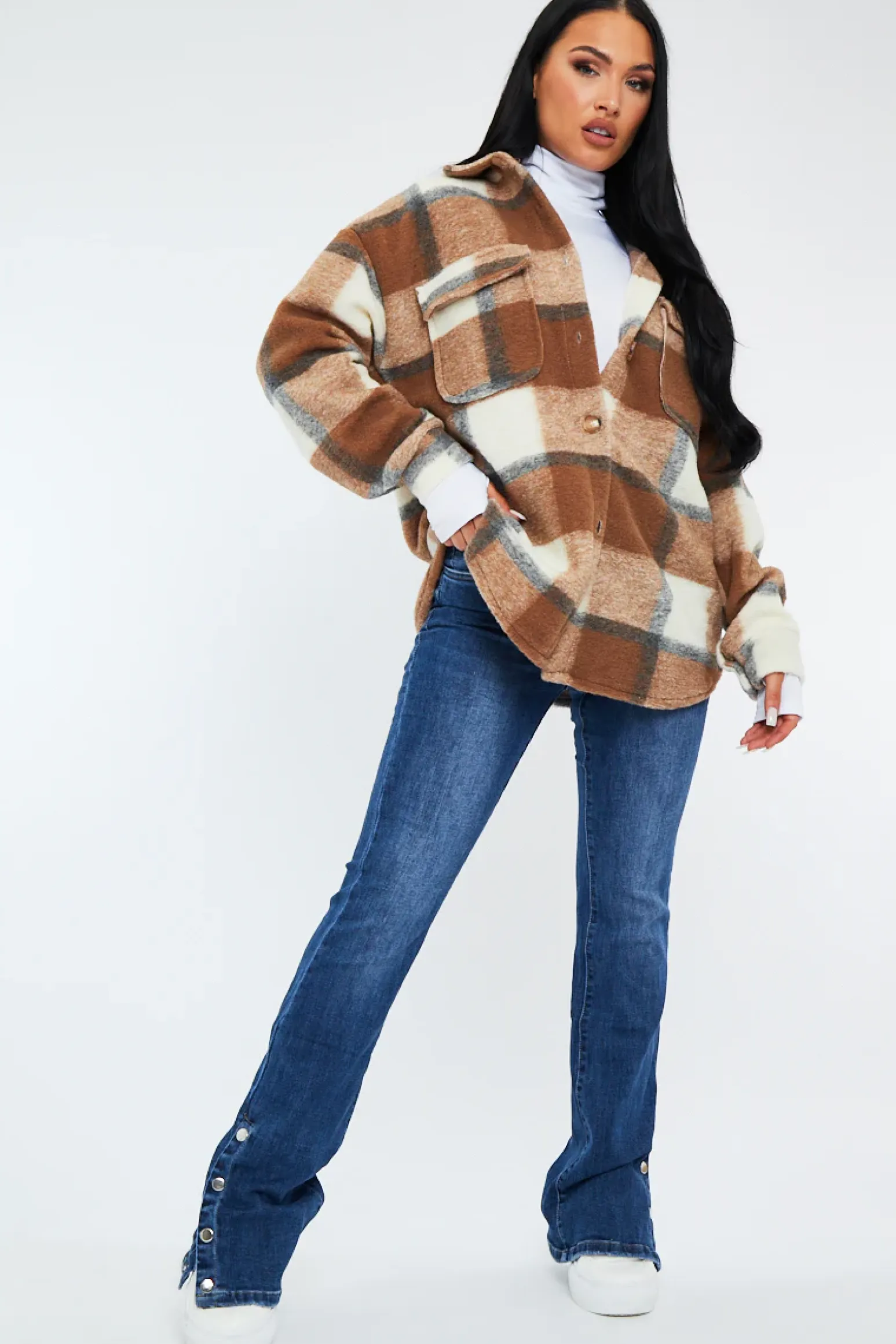 Rebellious Fashion Blue High Waist Popper Flare Jeans - Asira