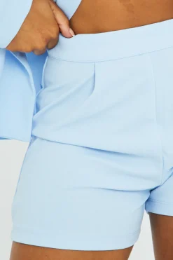 Rebellious Fashion Blue High Waist Tailored Shorts - Dasha