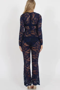 Rebellious Fashion Blue Lace Jumpsuit - Ashanti