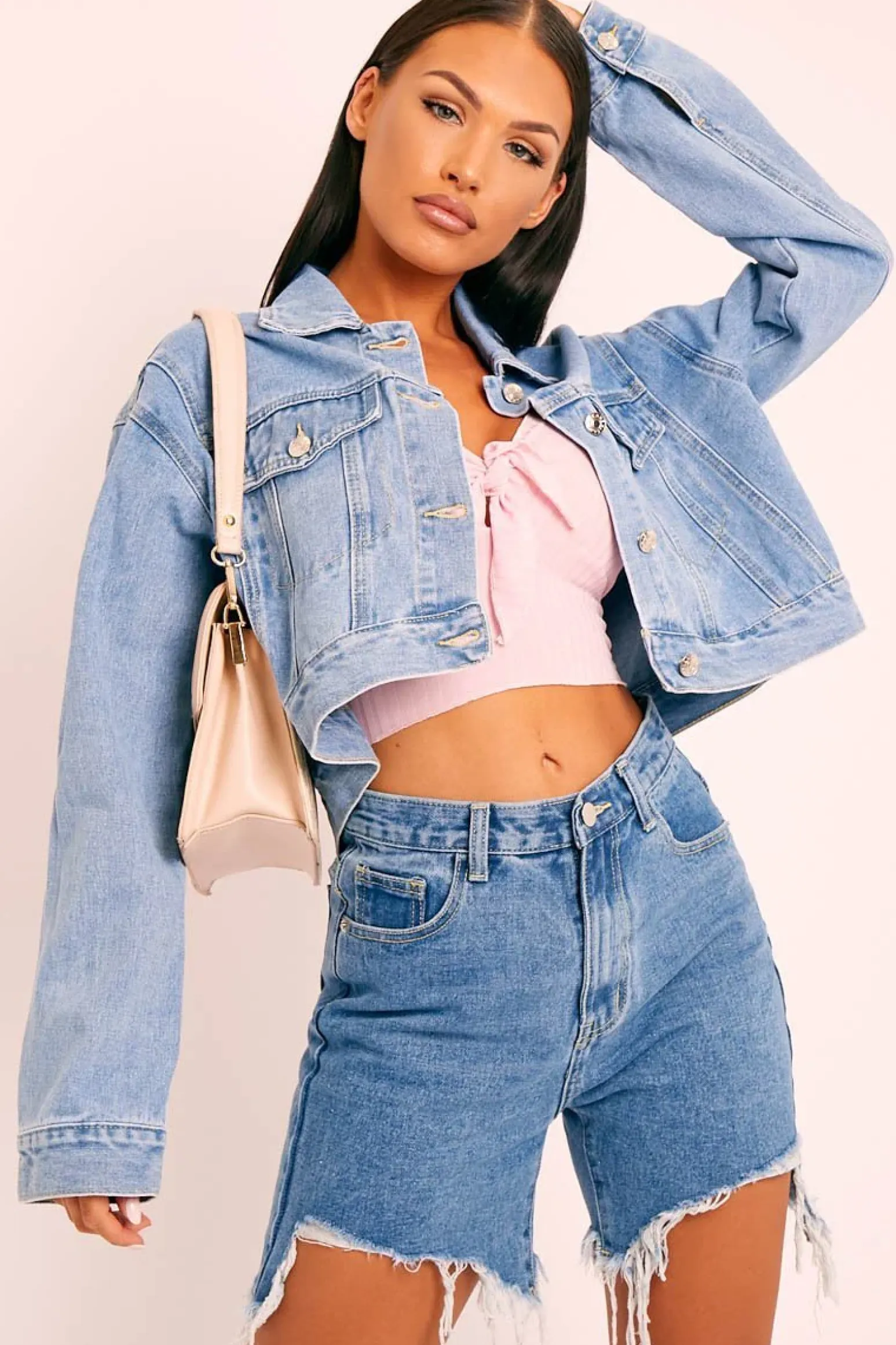 Rebellious Fashion Blue Light Wash Denim Jacket - Giani