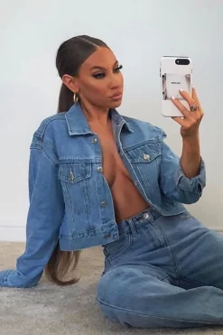 Rebellious Fashion Blue Light Wash Denim Jacket - Giani