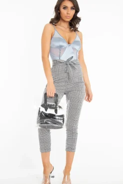 Rebellious Fashion Blue Mesh Insert Sleeveless Bodysuit - Milana