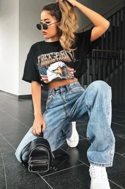 Rebellious Fashion Blue Oversized Mom Jeans - Hannie