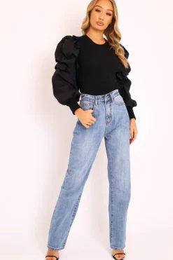 Rebellious Fashion Blue Oversized Mom Jeans - Hannie
