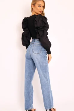 Rebellious Fashion Blue Oversized Mom Jeans - Hannie