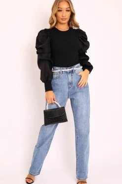 Rebellious Fashion Blue Oversized Mom Jeans - Hannie