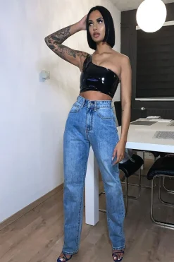 Rebellious Fashion Blue Oversized Mom Jeans - Hannie