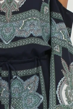 Rebellious Fashion Blue Paisley Off The Shoulder Playsuit - Chelsey
