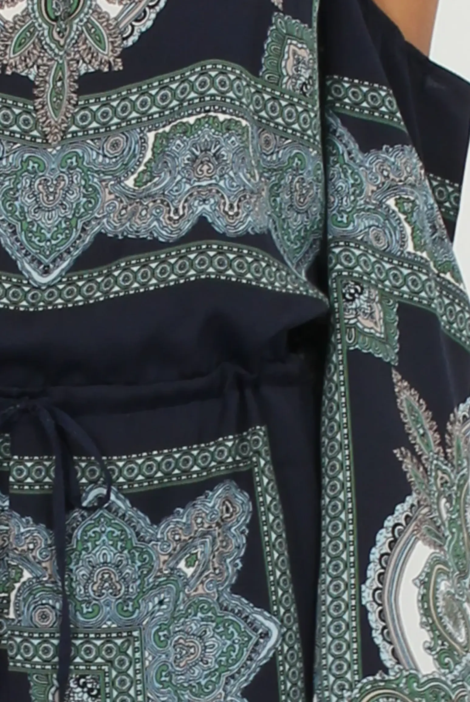 Rebellious Fashion Blue Paisley Off The Shoulder Playsuit - Chelsey