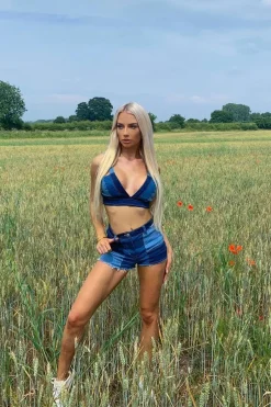 Rebellious Fashion Blue Patchwork Denim Shorts - Ivana