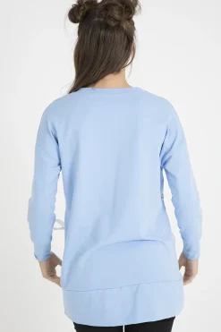 Rebellious Fashion Blue Ribbon Lace Up Dipped Hem Jumper - Wilma