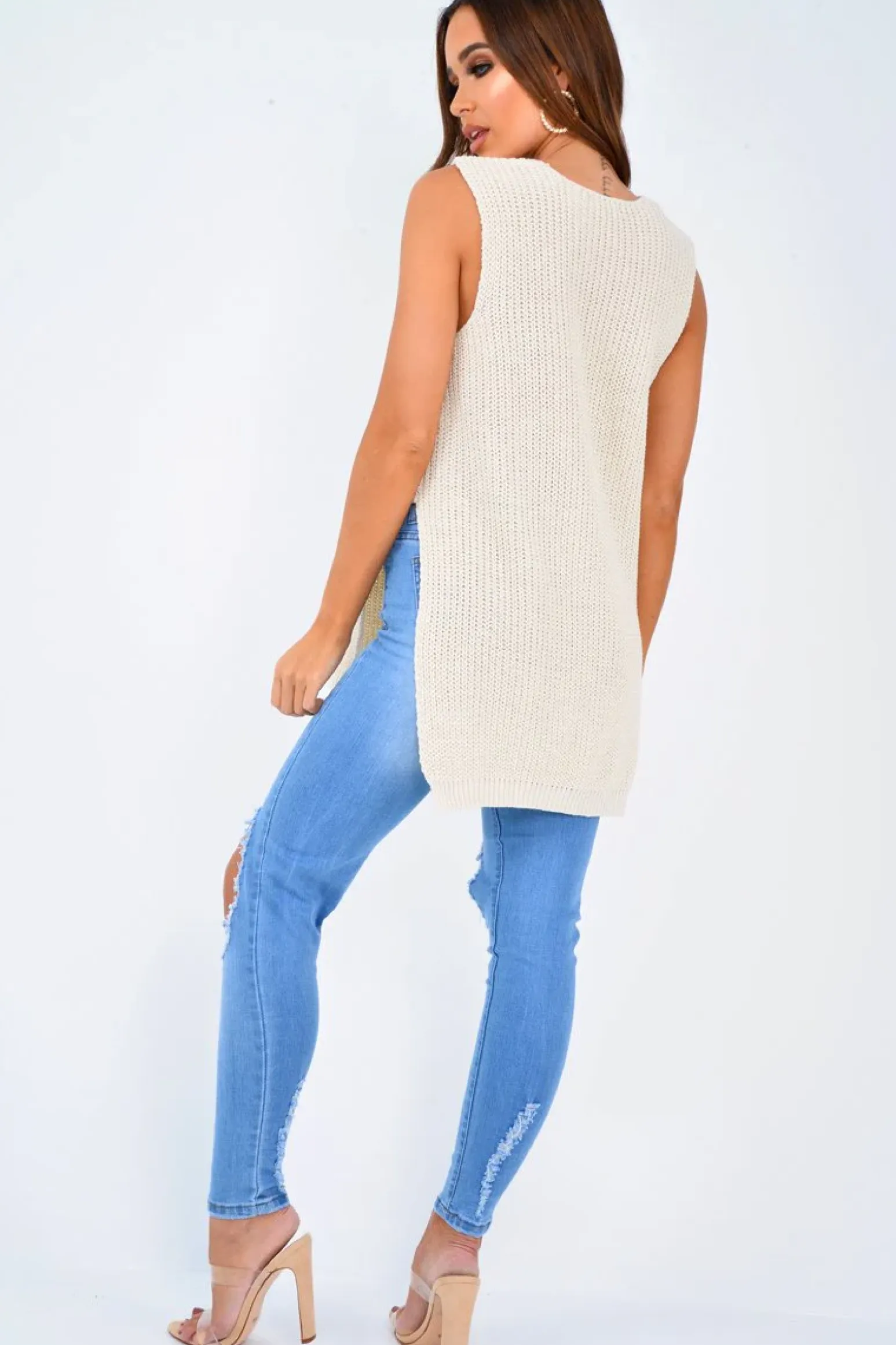 Rebellious Fashion Blue Ripped Knee Skinny Jeans - Chanelle