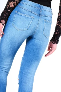 Rebellious Fashion Blue Ripped Skinny Denim Jeans - Codey