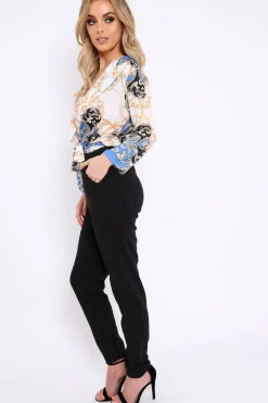 Rebellious Fashion Blue Scarf jumpsuit - Gena
