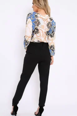 Rebellious Fashion Blue Scarf jumpsuit - Gena