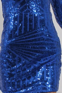 Rebellious Fashion Blue Sequin Bodycon Dress - Rosalie