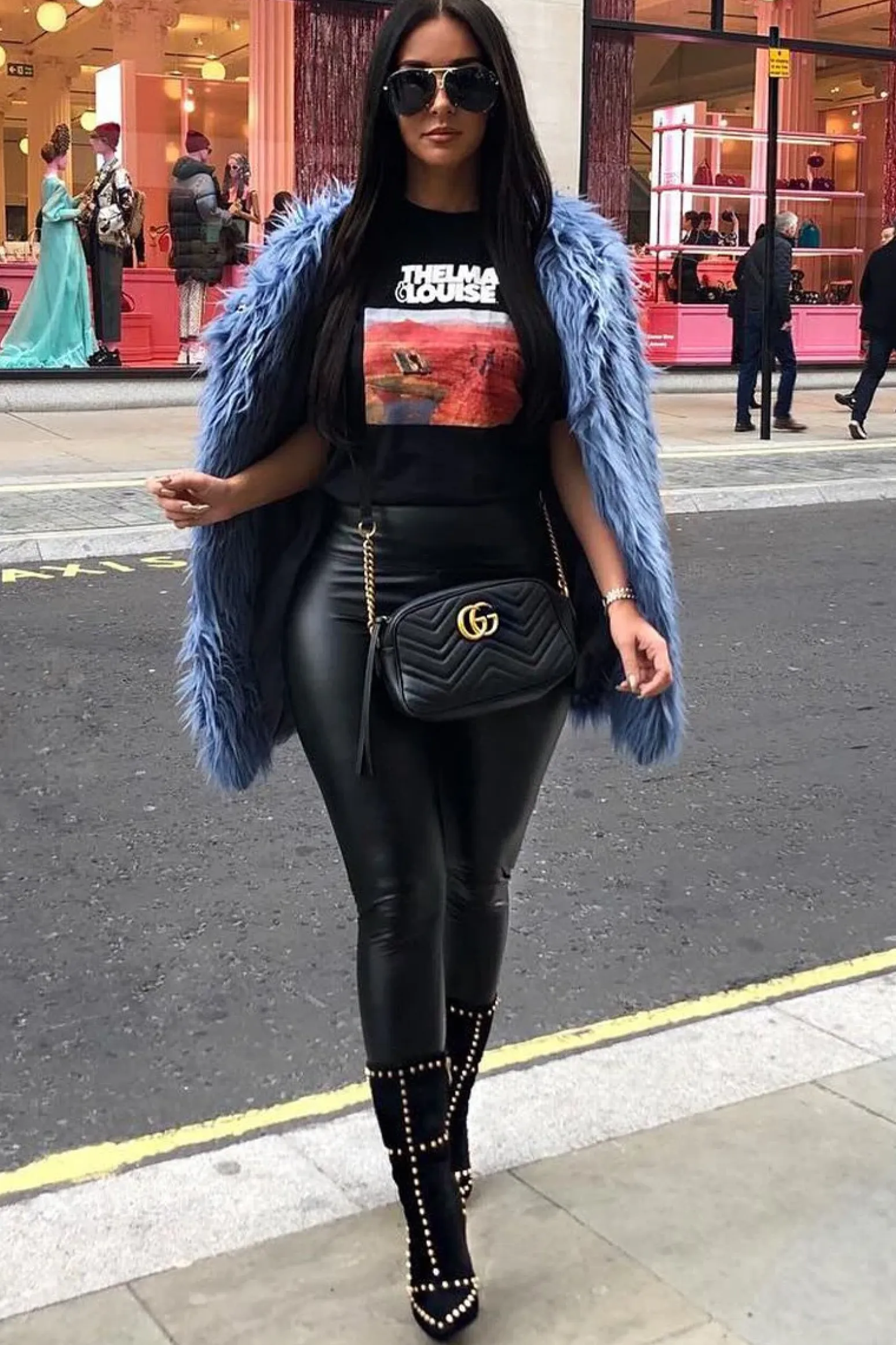 Rebellious Fashion Blue Shaggy Faux Fur Coat - Evalina