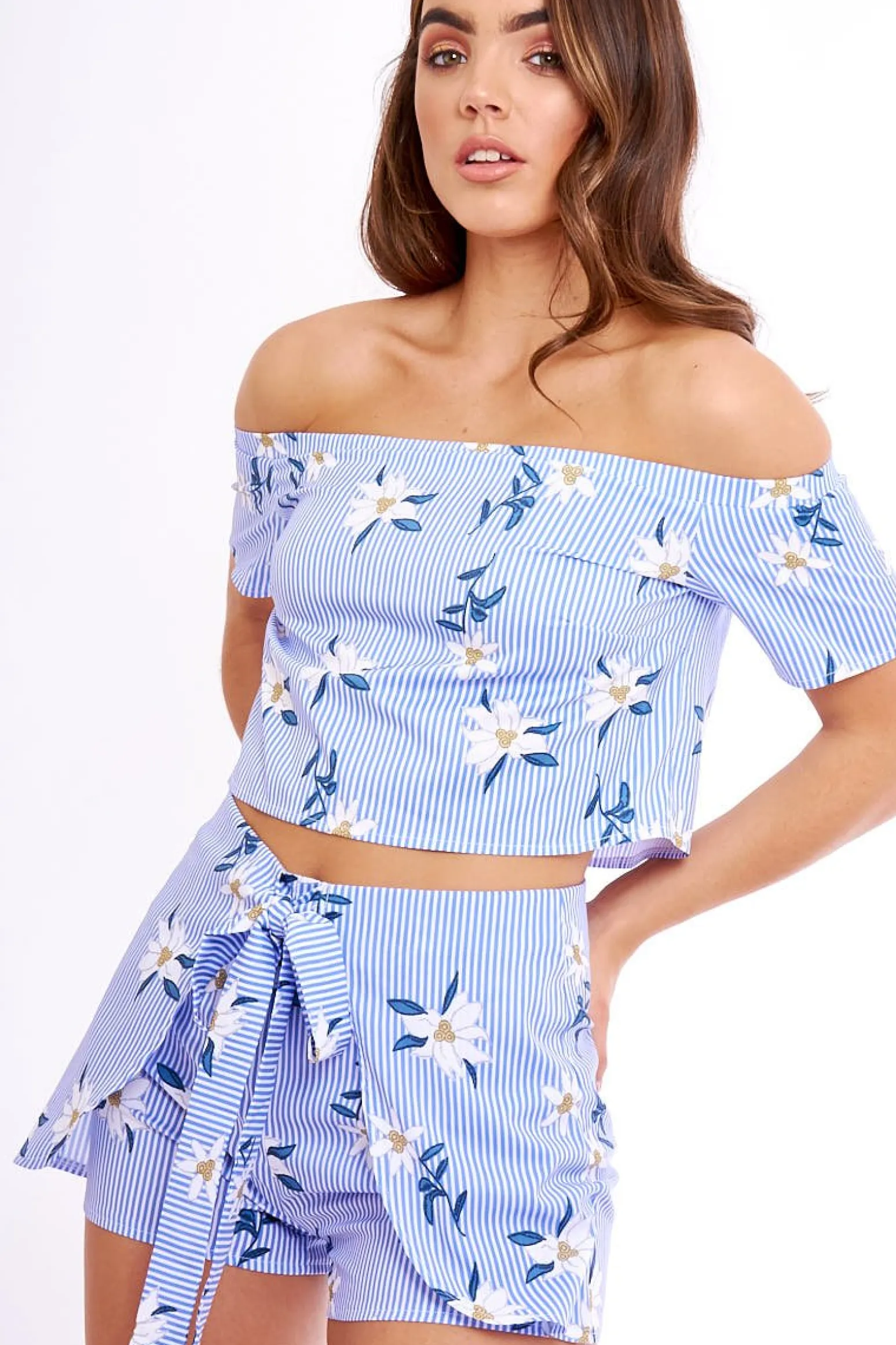 Rebellious Fashion Blue Striped Crop Top - Katrin