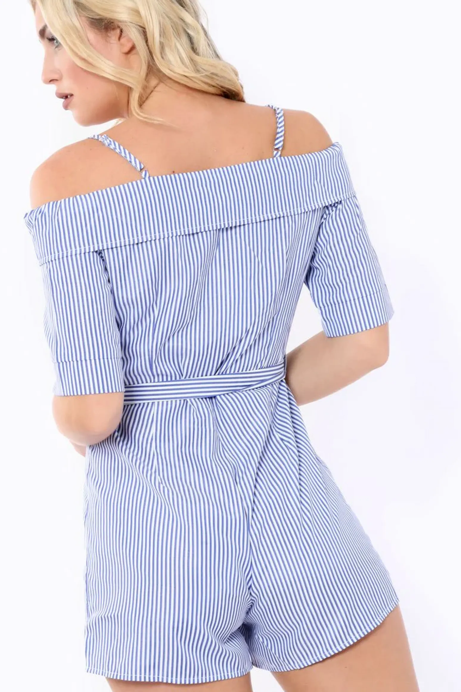 Rebellious Fashion Blue Stripe Playsuit - Carlynn