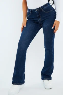 Rebellious Fashion Blue Super Stretch Flare Leg Jeans - Milo