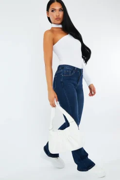 Rebellious Fashion Blue Super Stretch Flare Leg Jeans - Milo