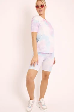 Rebellious Fashion Blue Tie Dye T-shirt and Cycling Shorts Co-ord - Emmalin