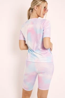 Rebellious Fashion Blue Tie Dye T-shirt and Cycling Shorts Co-ord - Emmalin