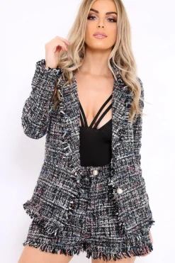 Rebellious Fashion Blue Tweed Blazer - Rubi