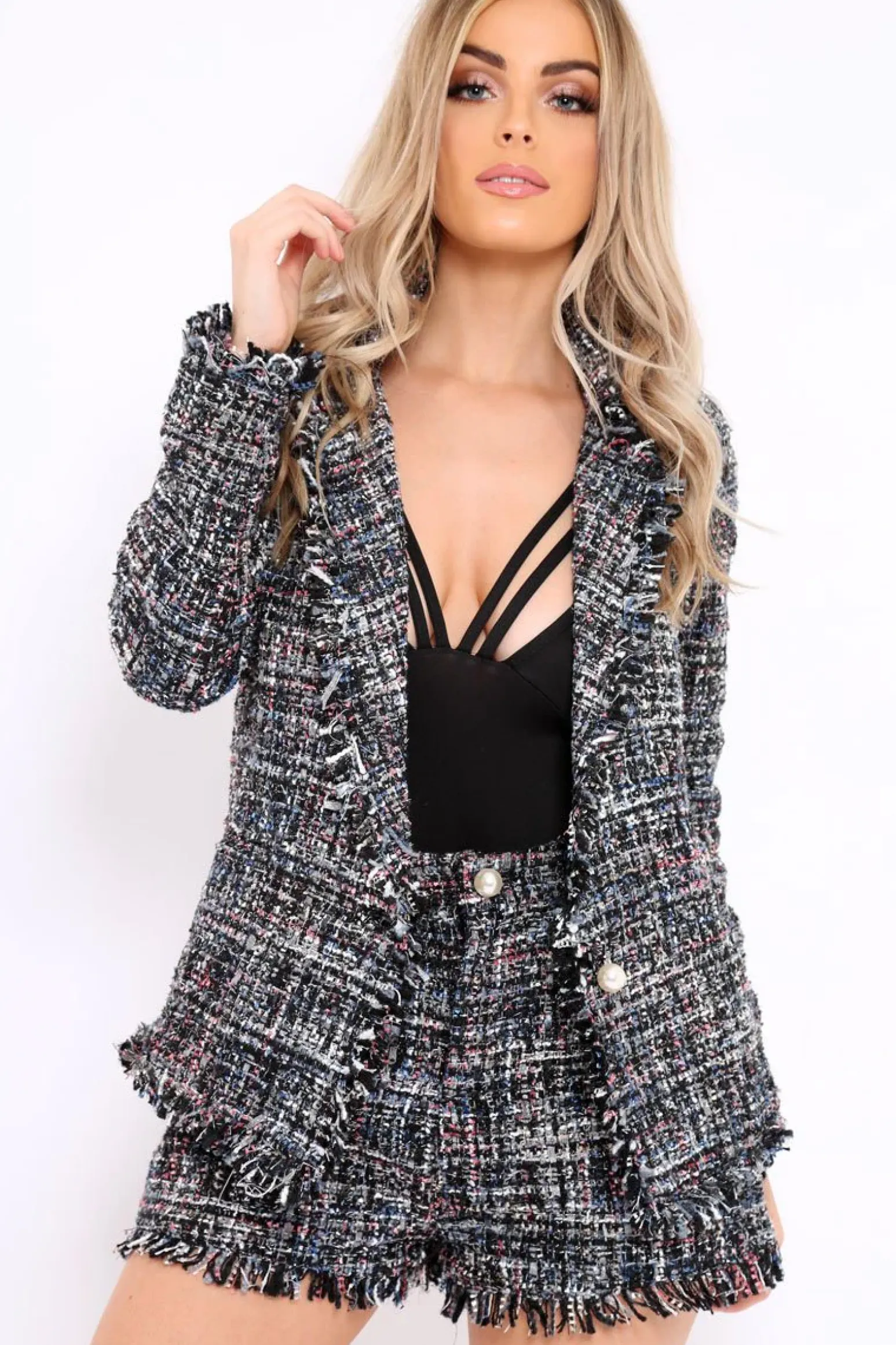 Rebellious Fashion Blue Tweed Blazer - Rubi